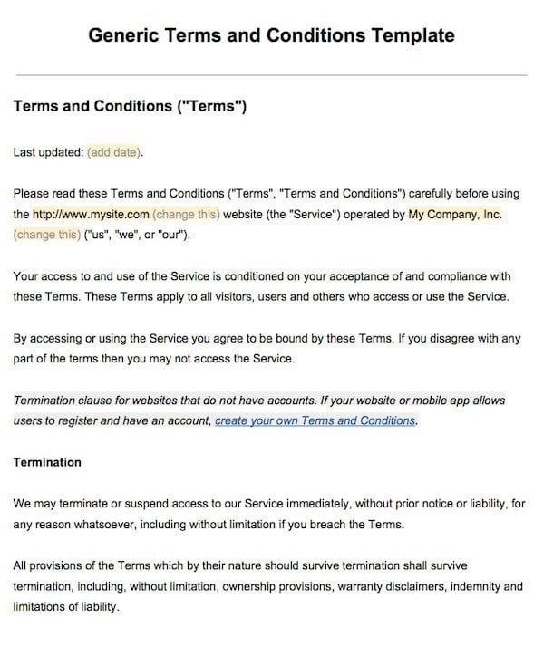 Terms and conditions übersetzung