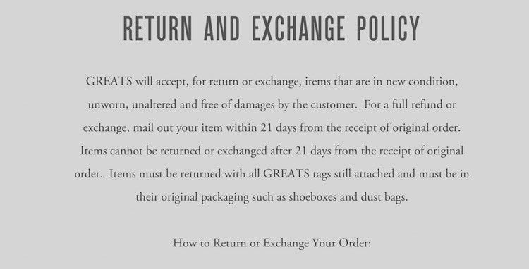 Ecommerce Return & Exchange Policy Example