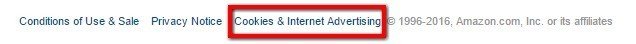 Website footer of Amazon UK