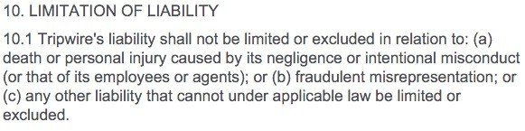 Free from liability clause sample image