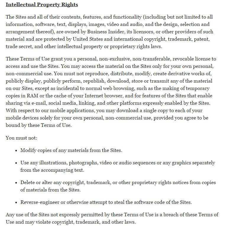 property agreement rights uk intellectual Conditions for TermsFeed  & Clauses  Terms