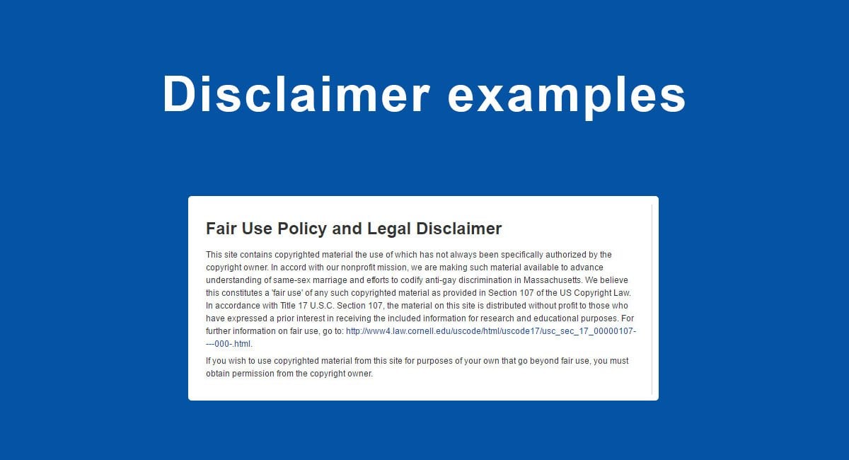 Disclaimer Examples - TermsFeed