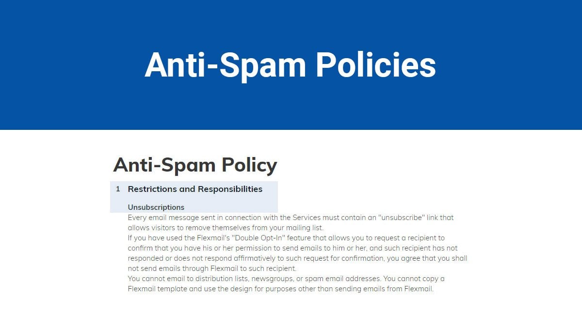anti spam policies termsfeed