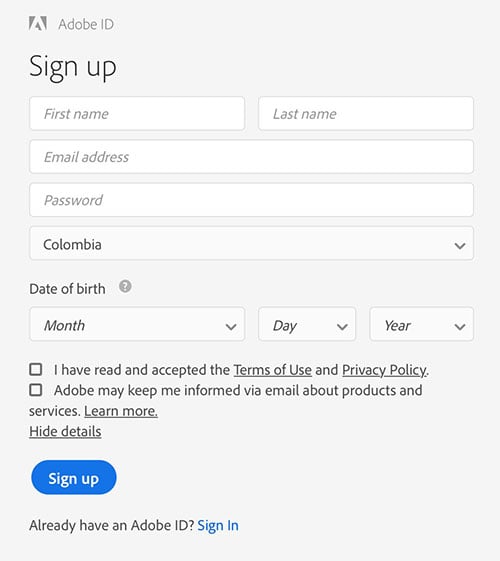 Adobe Id Sign Up Free