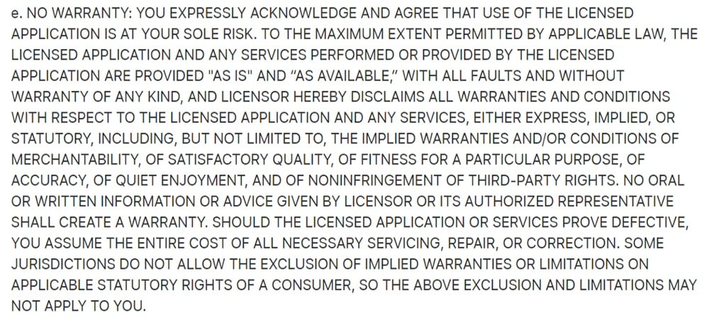 Apple Media Services Terms and Conditions: No Warranty clause