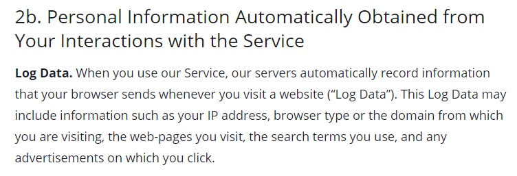 Buffer Privacy Policy: Log Data clause