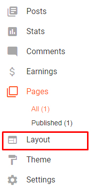 Blogger dashboard menu with Pages highlighted