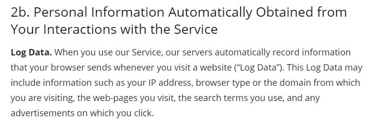 Buffer Privacy Policy: Log Data clause