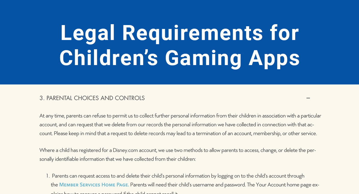 Legal Requirements for Children's Gaming Apps