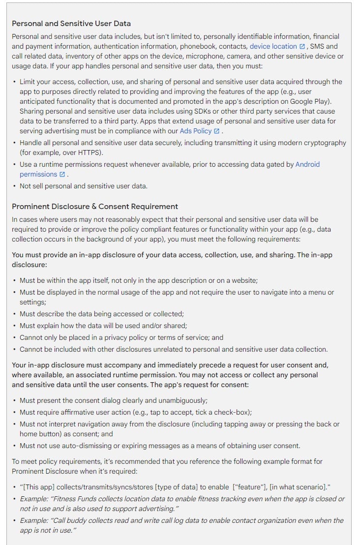 Google's Prominent Disclosure Requirement - TermsFeed