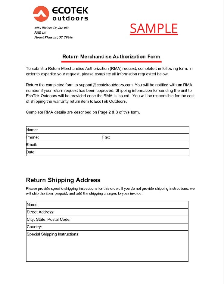 Return Merchandise Authorization (RMA) TermsFeed