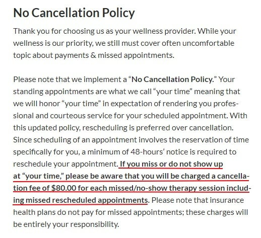 No Cancellation Policy TermsFeed