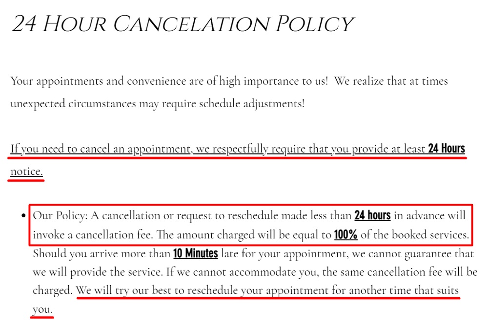 No Cancellation Policy TermsFeed