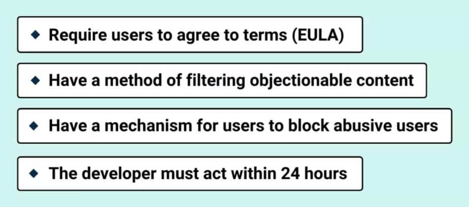 TermsFeed Apple App Store Guidelines with required steps for moderating UGC