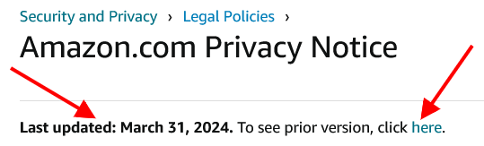 Amazon Privacy Notice: Date Updated
