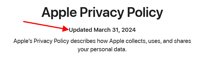 Apple Privacy Policy effective date