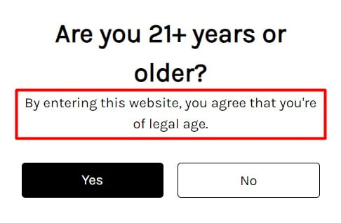 Beercraft age verification pop-up