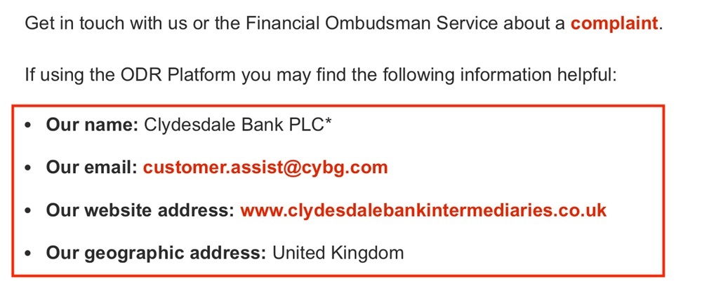 Clydesdale Bank ODR Platform - Company information