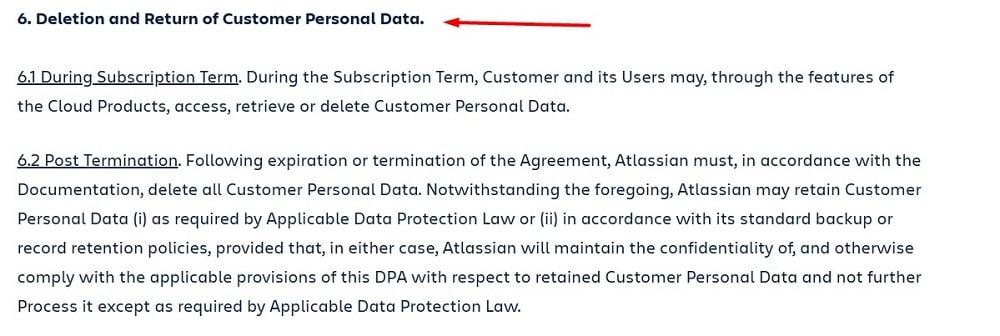 Atlassian DPA excerpt