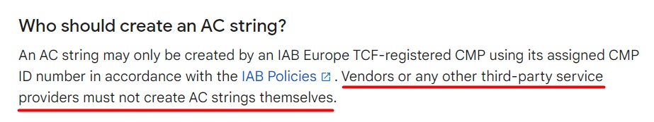 Google's Additional Consent technical specification: Who should create an AC string