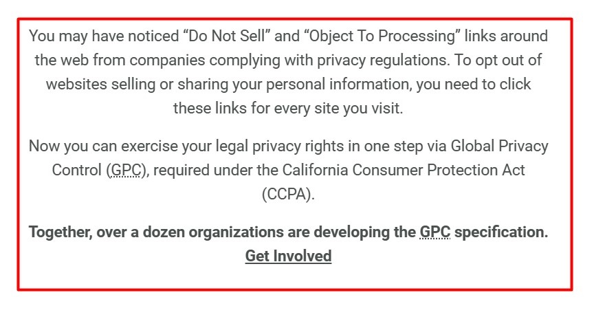 GPC Do not sell info