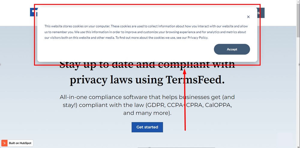 TermsFeed HubSpot - The Privacy Policy page -  Preview - Live site display