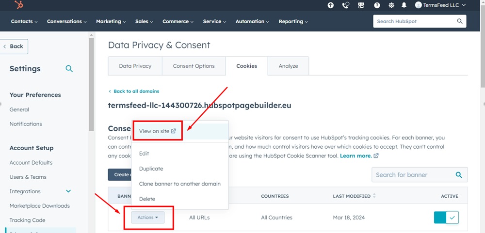 TermsFeed HubSpot - The Privacy Policy page - Rich Text - Preview - Open in a new tab