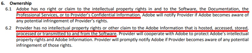 Adobe SaaS Agreement: Ownership clause