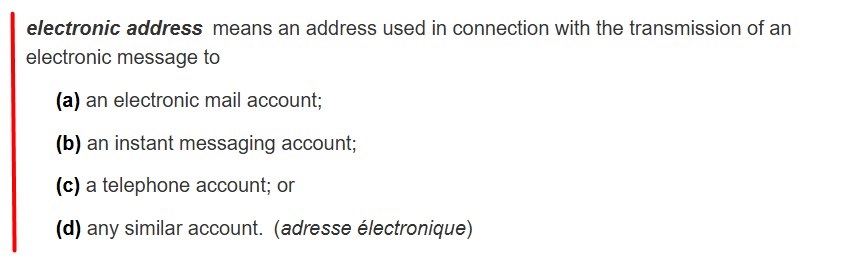 CASL Section 1: Electronic Address definition