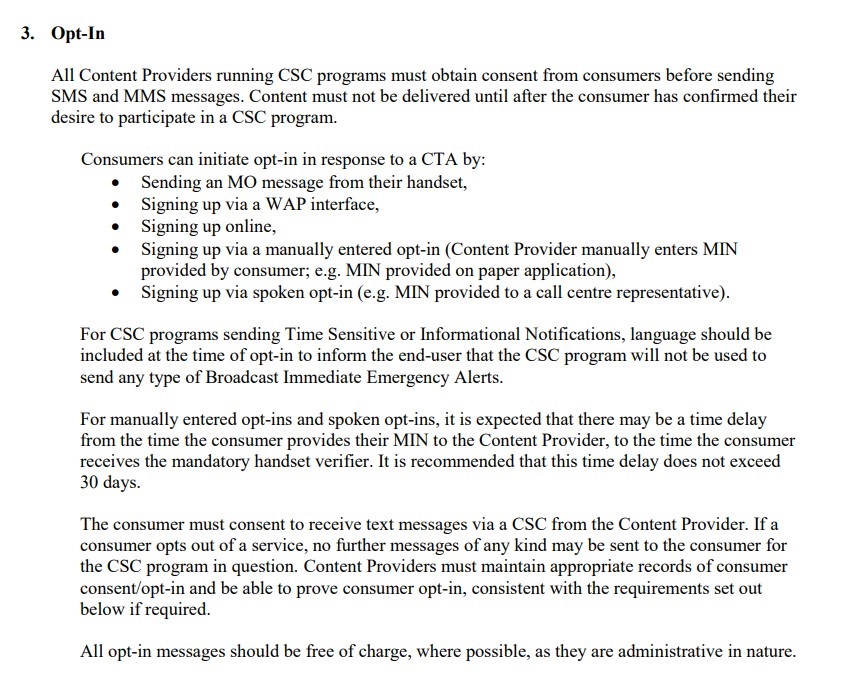 CSC Application Guidelines: Opt-in section