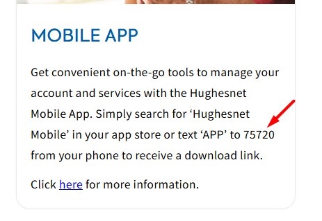 Hughesnet mobile app sms information