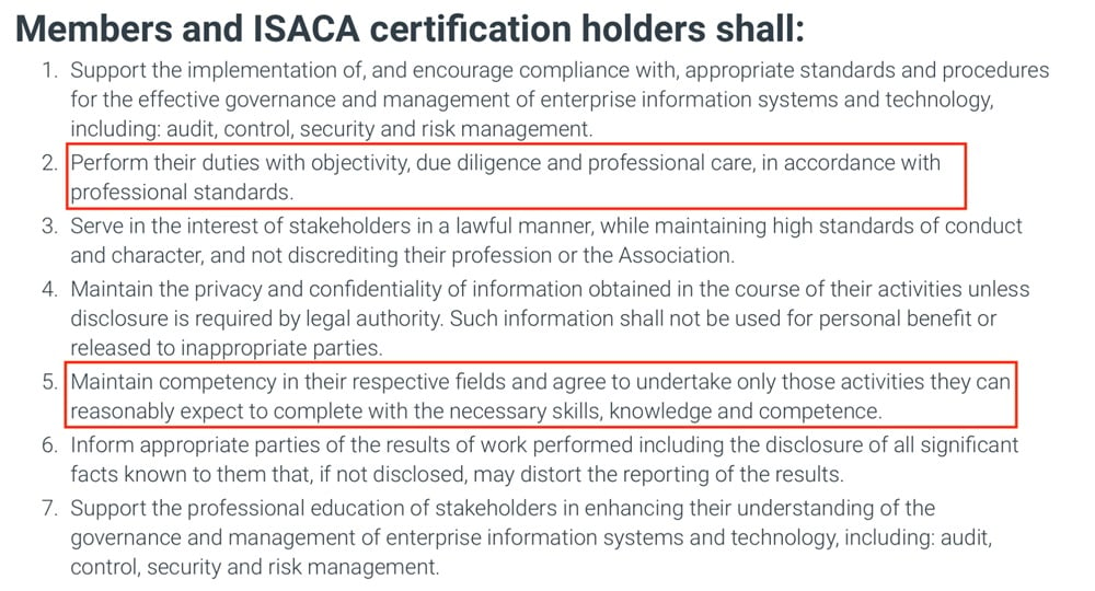 ISACA Code of Conduct