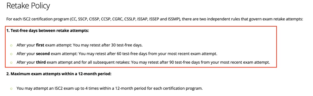 ISC2 Retake Policy