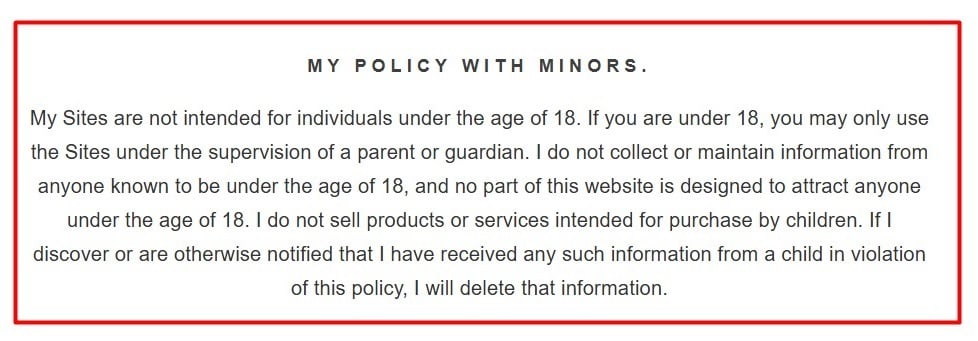 Laura Herde Privacy Policy: Childrens clause