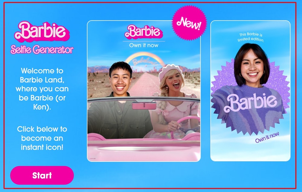 Barbie selfie generator screenshot