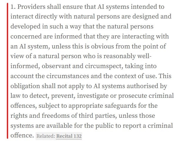 EU AI Act Article 50 Section 1