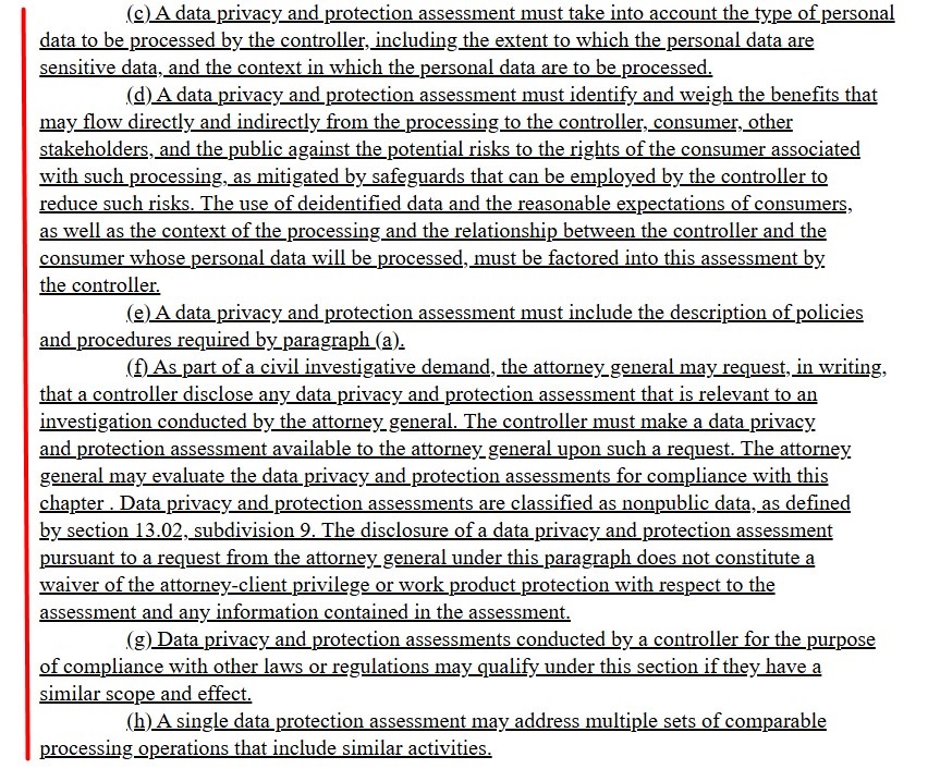 Section 10 325O 08 of the MCDPA: Data Protection Assessment excerpt