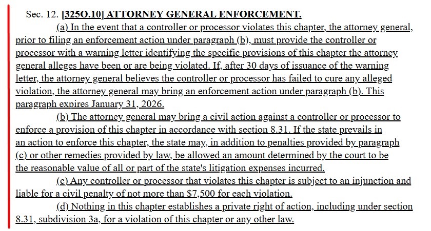 Section 12 325O 10 of the MCDPA: Attorney General Enforcement excerpt