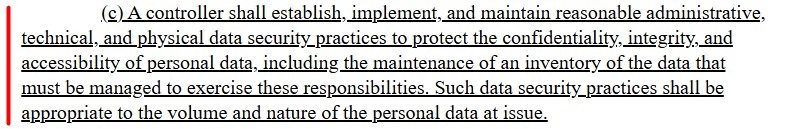 Section 8 325O 07 Subdivision 2 of the MCDPA: Security excerpt