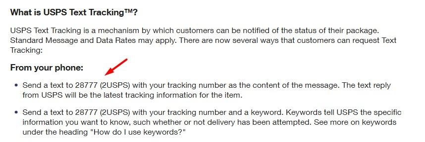 USPS FAQ: What is Text Tracking section