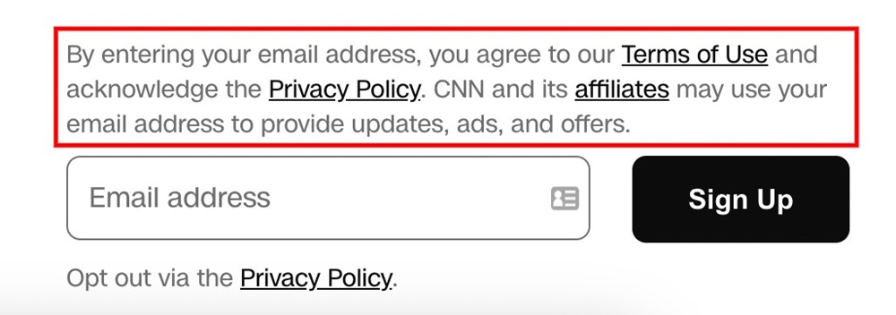 CNN email sign-up form