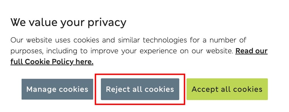 Marks and Spencer cookie consent notice