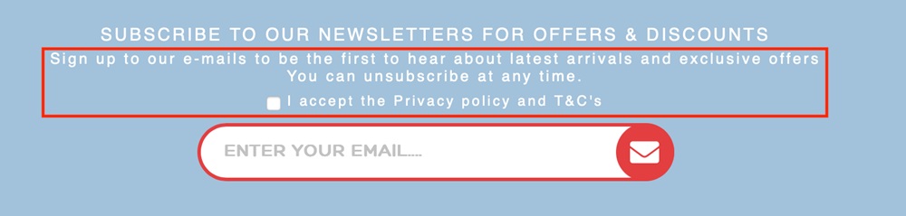 Vendula London email newsletter sign-up form