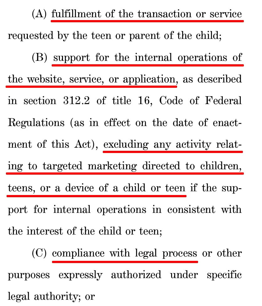 COPPA 2 Purposes for collecting personal information section excerpt