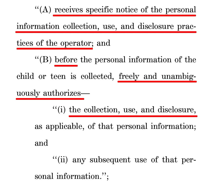 COPPA 2 Verifiable Consent definition sections A and B