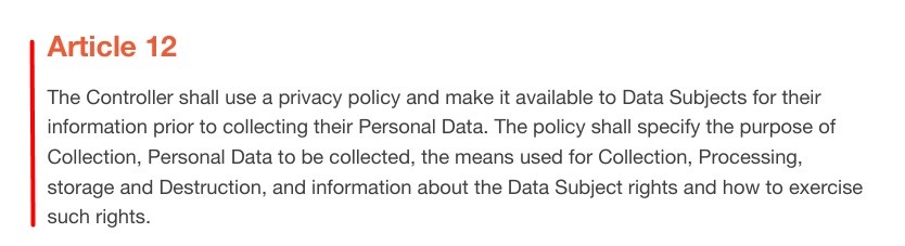 Saudi Arabia PDPL: Article 12