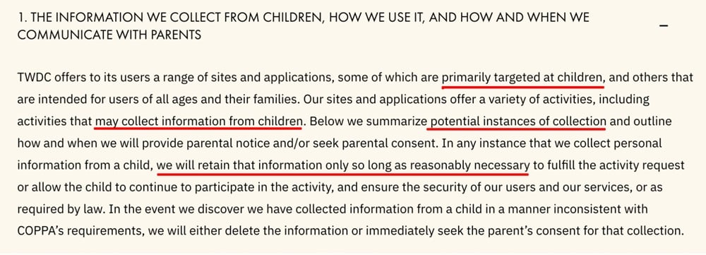 Walt Disney Childrens Privacy Policy: Information we collect from children how we use it and how and when we communicate with parents clause