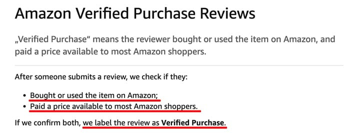 Amazon Verified Purchase Reviews information