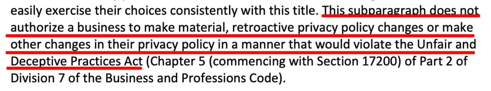 CCPA: Deceptive practices section