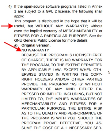 Foersters Open Source Licensing Agreement warranty disclaimer